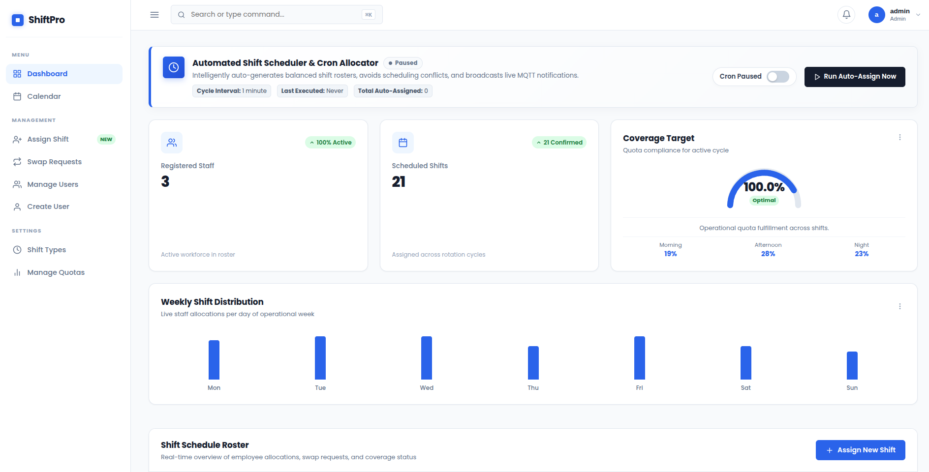 Shift Management System screenshot 1