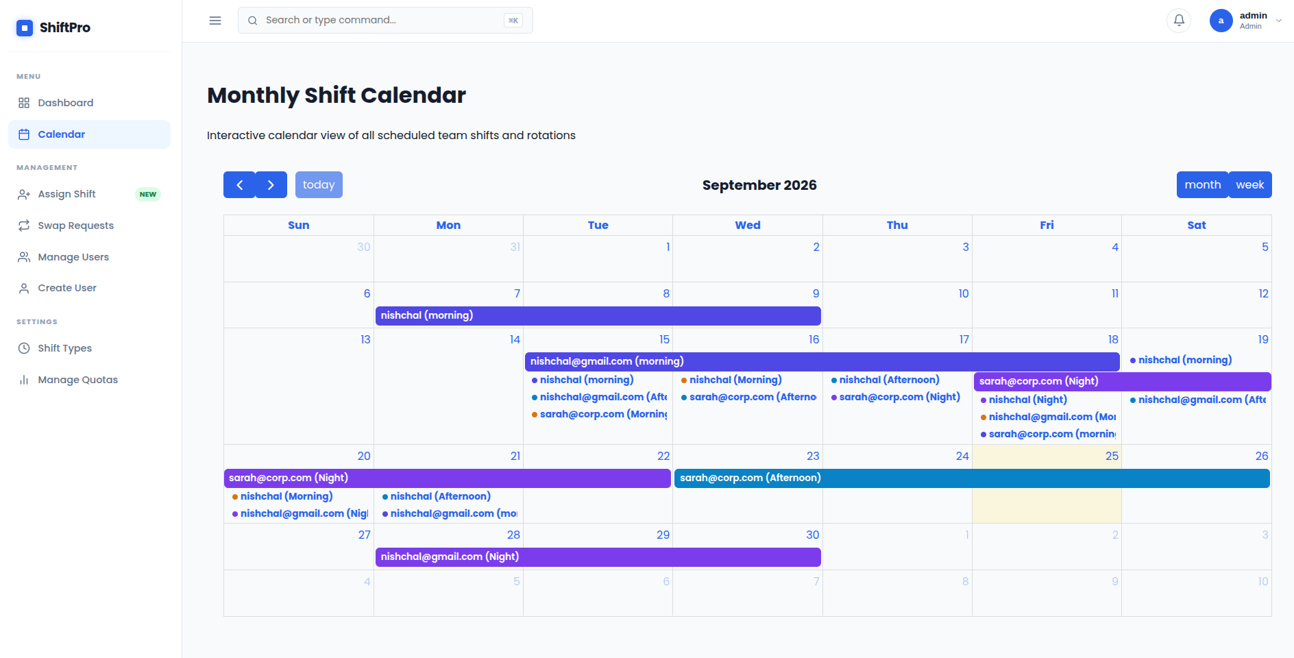 Shift Management System screenshot 3